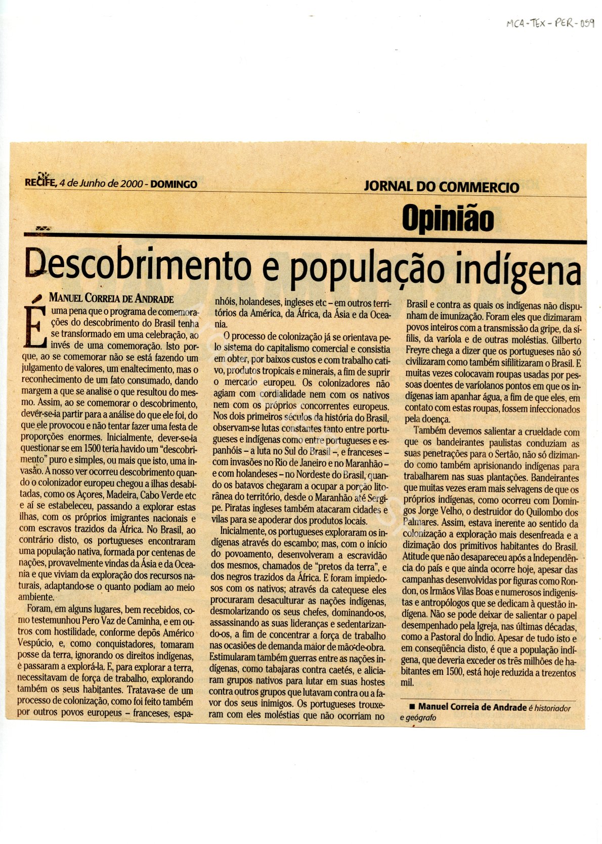 “Descobrimento e população indígena”
