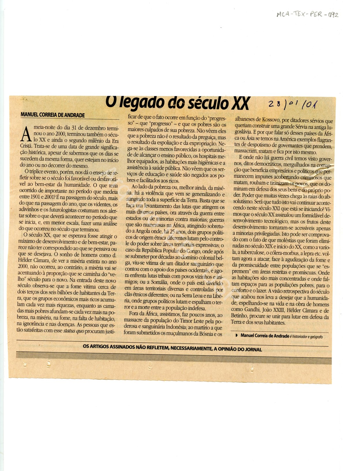 “O legado do Século XX”