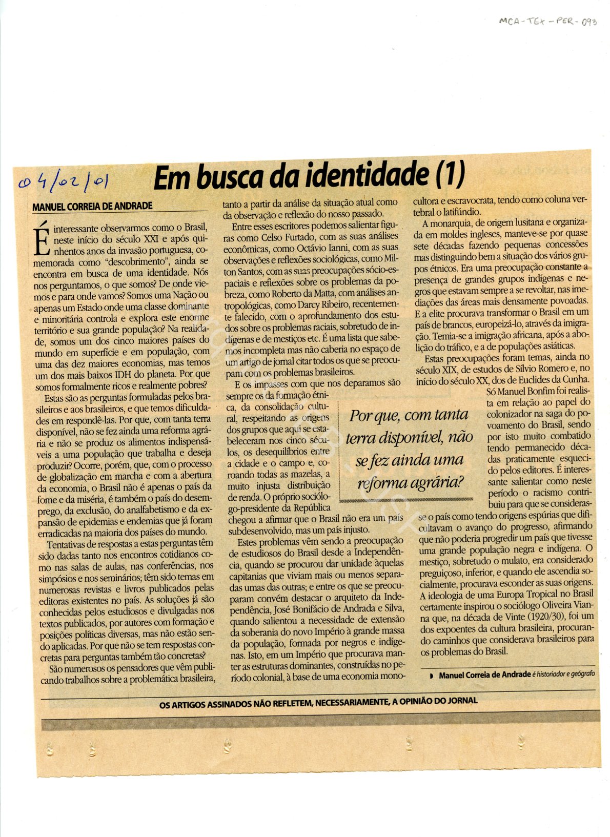“Em busca da identidade I”