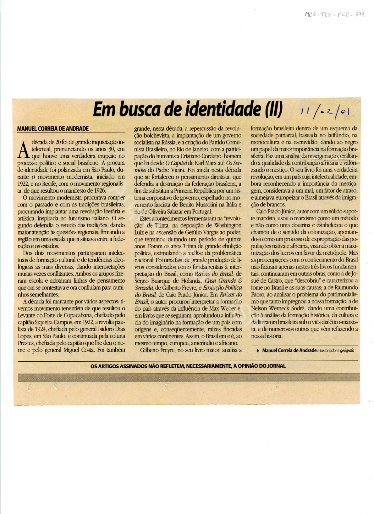 “Em busca da identidade II”