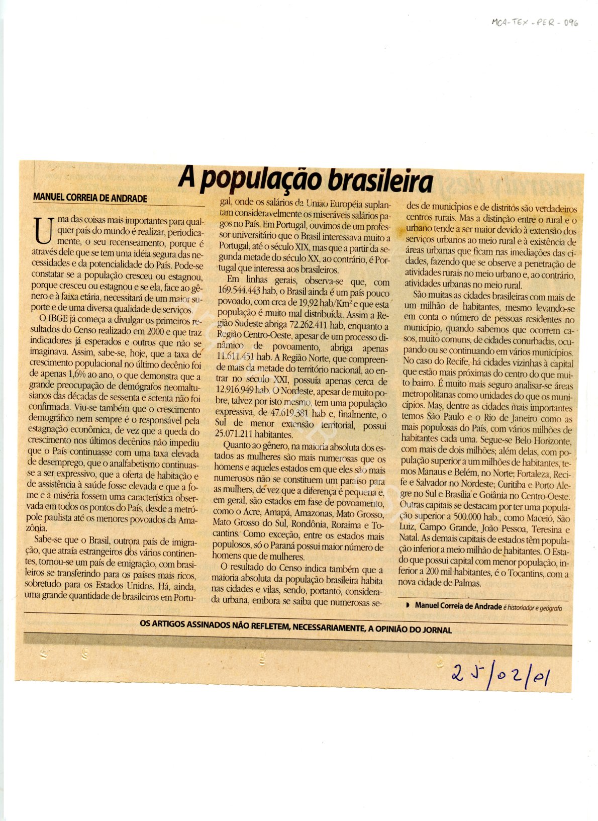 “A população brasileira”