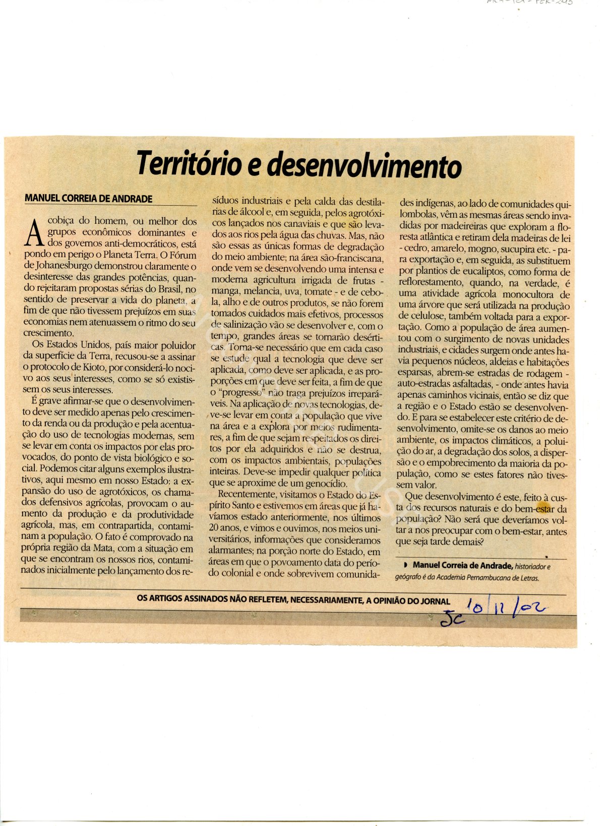 “Território e desenvolvimento”